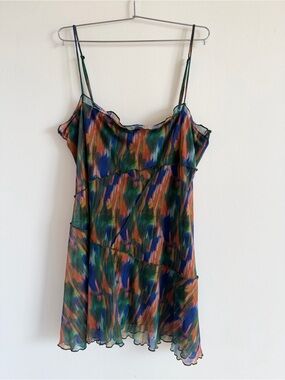 Urban Outfitters Multicolor Brushstroke Cami Dress in Blue, Green, Coral